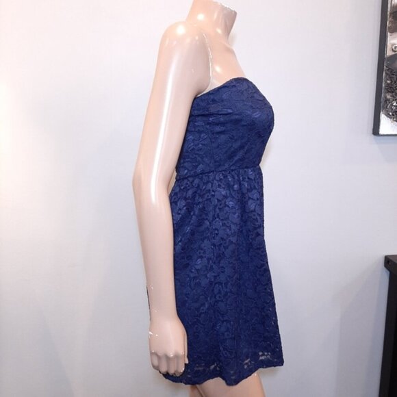 ECLIPSE Strapless Lace Mini Dress Formal Wedding Prom Fit & Flare Sweetheart - Picture 7 of 10